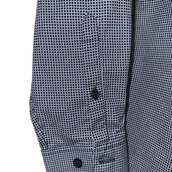 Topman Men’s Slim Fit Button-Up Shirt | Dark Navy Micro-Dot | Size Large - Picture 8 of 11